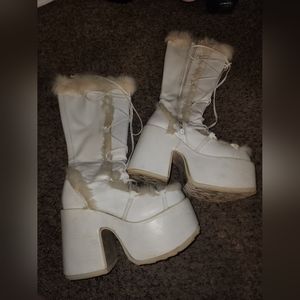 White Demonia platform boots